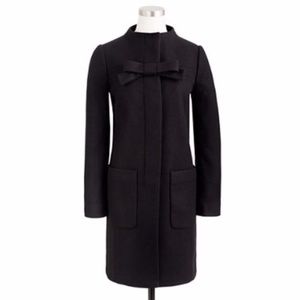 J. CREW Black Nello Gori Italian Wool & Cashmere Bow Coat Full Lined Dry cleaned